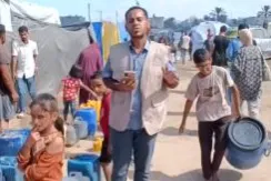 حملة سقي الماء لنازحين في قطاع غزة
